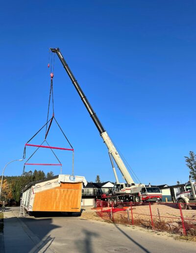 PJB Crane placing a modular home